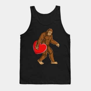 Bigfoot Sasquatch Heart Valentines Day Gift Boys Kids Tank Top